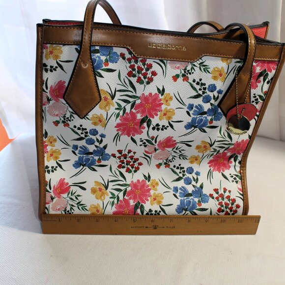 Liz Claiborne Vegan Leather Floral Tote Bag - Picture 8 of 12
